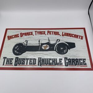 Busted Knuckle Garage "Racing Spares, Tyres, Petrol, Lubricants" Tin Sign NEW